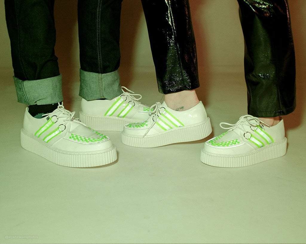 White Patent Reflective Stripe Casbah Creeper