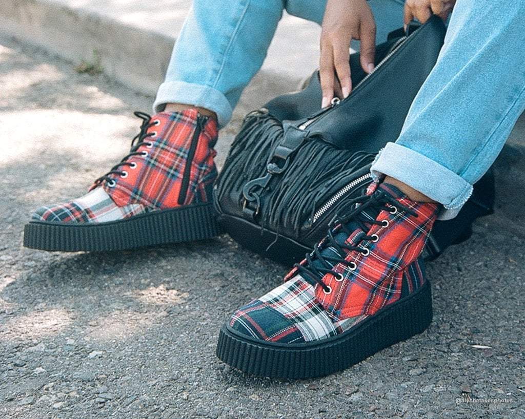 Mixed Plaid Vegan Casbah Creeper Boots – Footwear Outlet