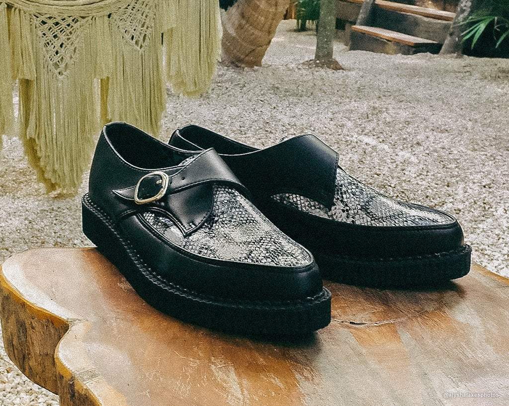 Black & Grey Snake Pointed Buckle Creeper 