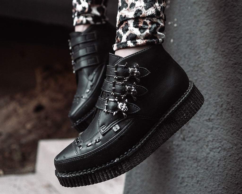 Black TUKskin™ 3-Buckle Skull Boot