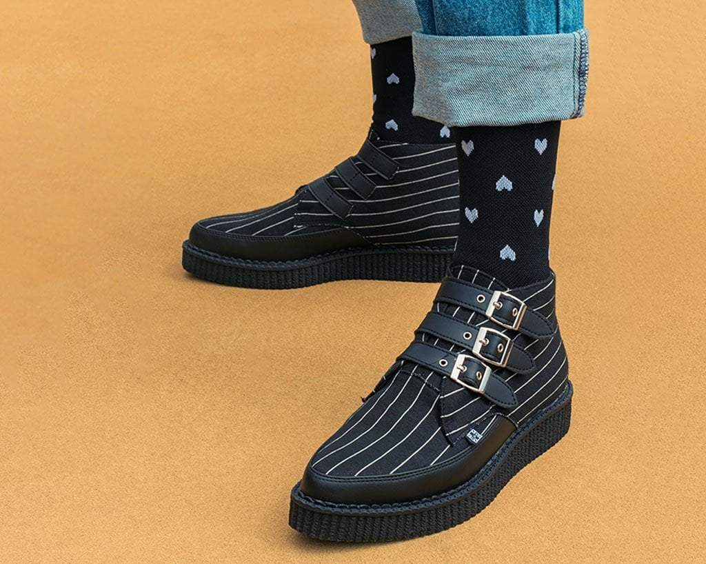 Pinstripe 3-Buckle Pointed Boot