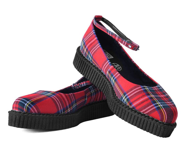 Red Plaid Pointed Ballet Creeper