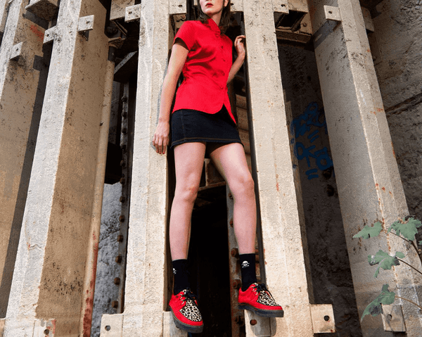 Red Faux Suede Leopard Fur 2-Ring VLK Sneaker
