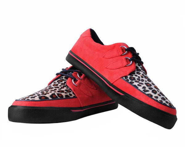 Red Faux Suede Leopard Fur 2-Ring VLK Sneaker