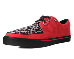 Red Faux Suede Leopard Fur 2-Ring VLK Sneaker