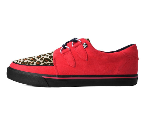 Red Faux Suede Leopard Fur 2-Ring VLK Sneaker