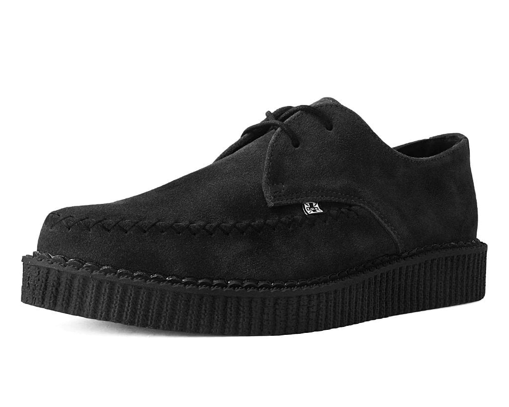  Black Suede X-Stitch Pointed Creeper