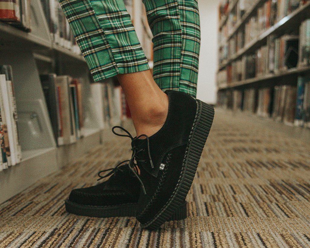 Fashion tuk black suede creepers