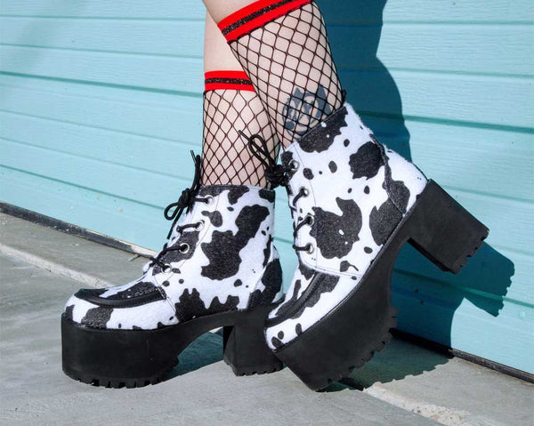 Black & White Cow Print Nosebleed Boot