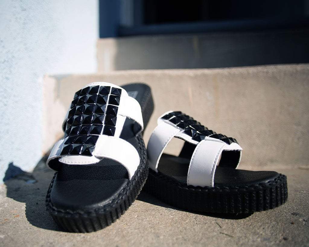 White TUKskin™  Studded Mule Sandal