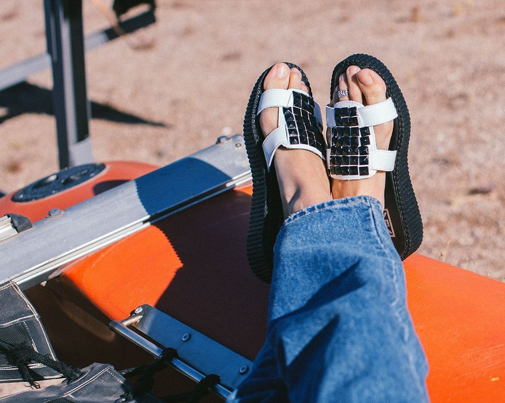 White TUKskin™  Studded Mule Sandal