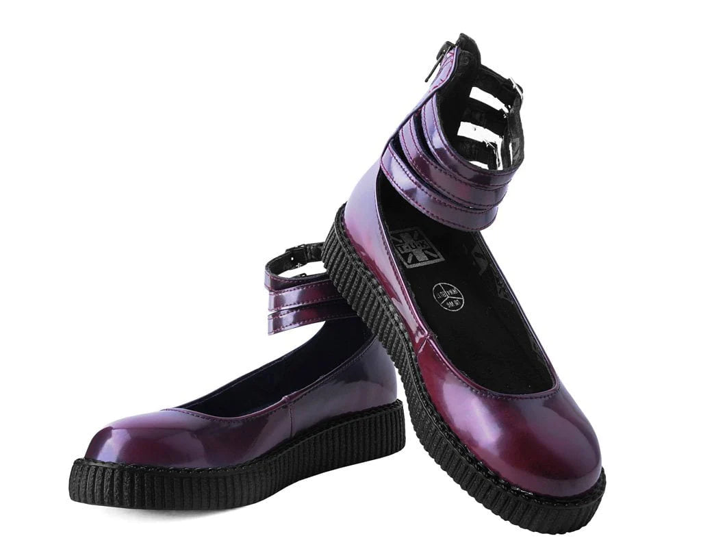 Burgundy Rub-Off 3-Strap Mary Jane