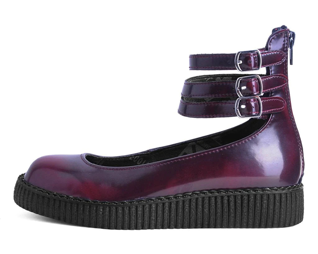 Burgundy Rub-Off 3-Strap Mary Jane