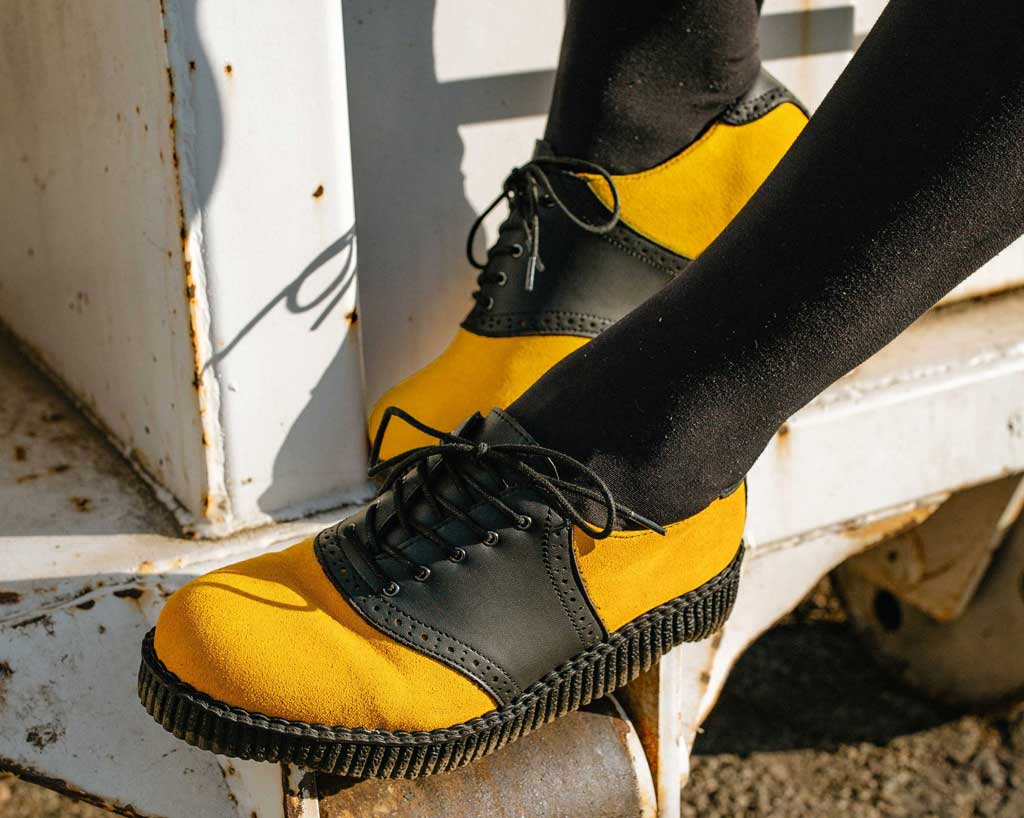 Black TUKskin™ Mustard Suede Saddle Oxford – Footwear Outlet