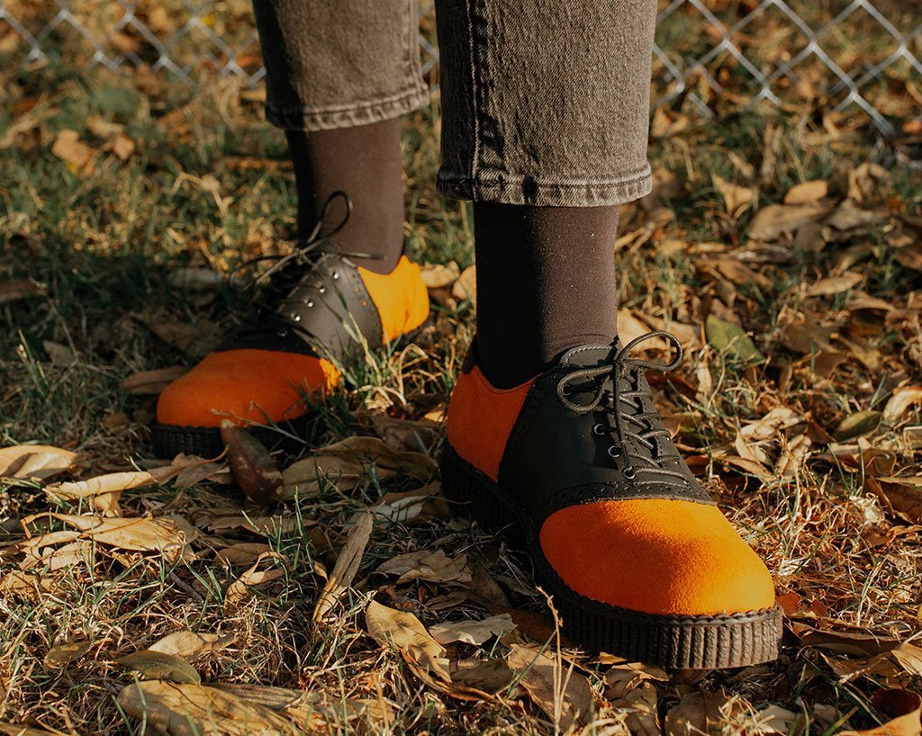 Black TUKskin™ & Orange Suede Saddle Oxford