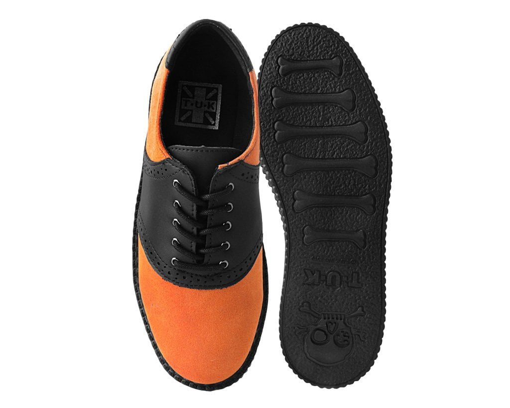 Black TUKskin™ & Orange Suede Saddle Oxford – T.U.K. Footwear Outlet
