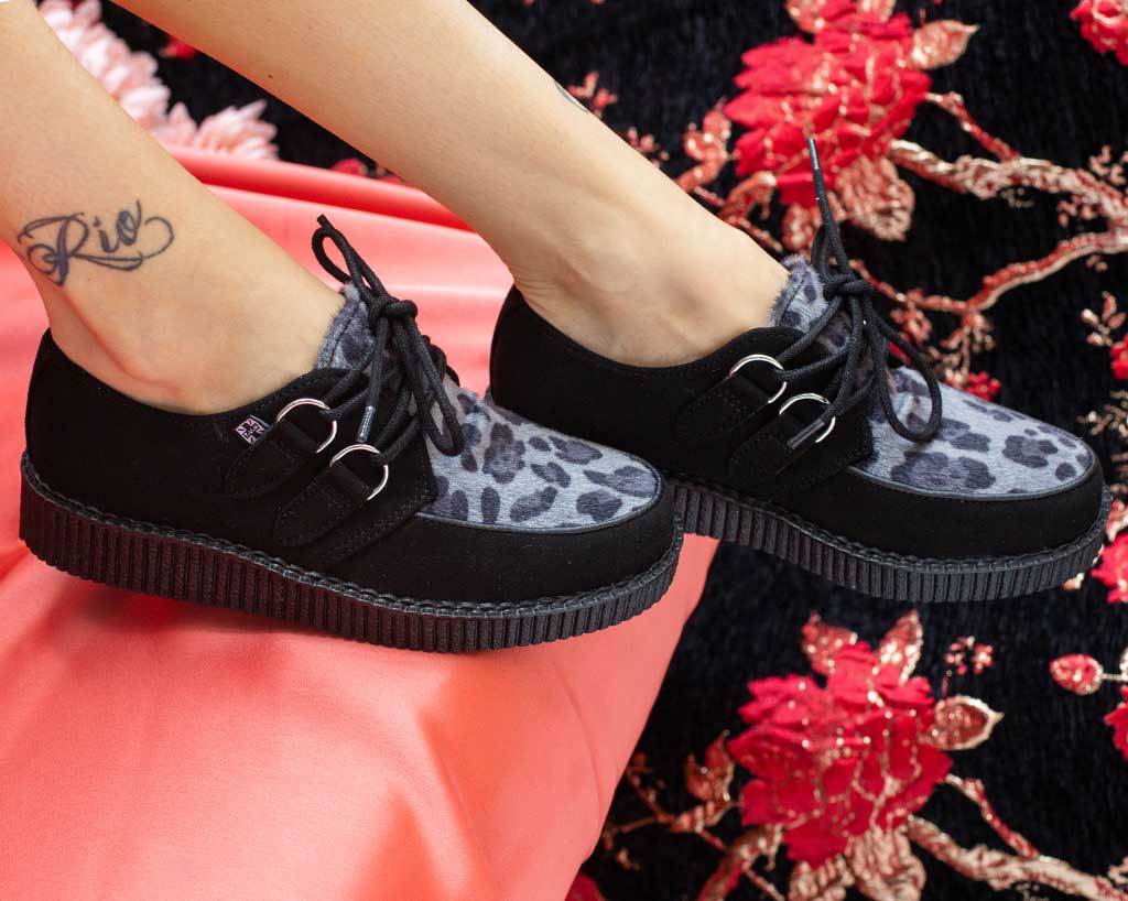 Black & Grey Leopard D-Ring Creeper