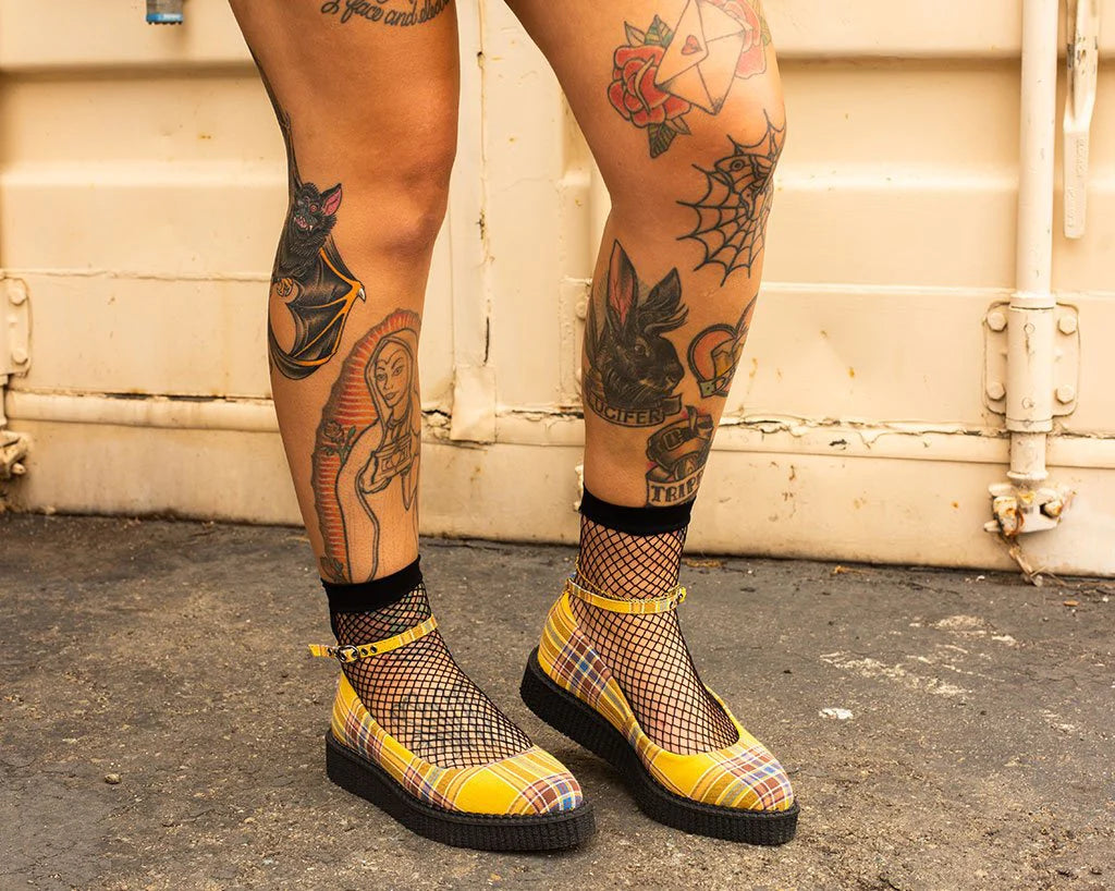 Yellow hot sale plaid heels