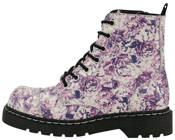 Rose Toile Combat Boots