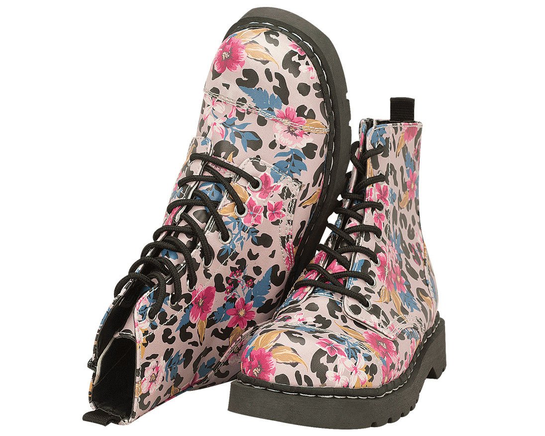 Flower fashion combat boots