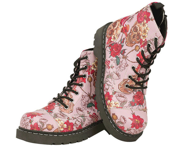 Pink Skull and Roses Boots - *FINAL SALE/NON-RETURNABLE