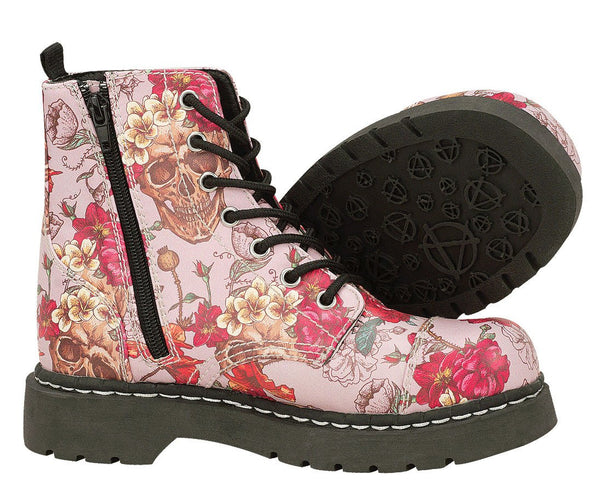 Pink Skull and Roses Boots - *FINAL SALE/NON-RETURNABLE