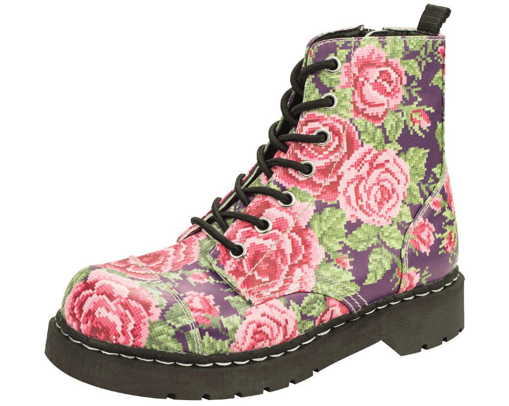 Vegan Rose Combat Boots – T.U.K. Footwear Outlet