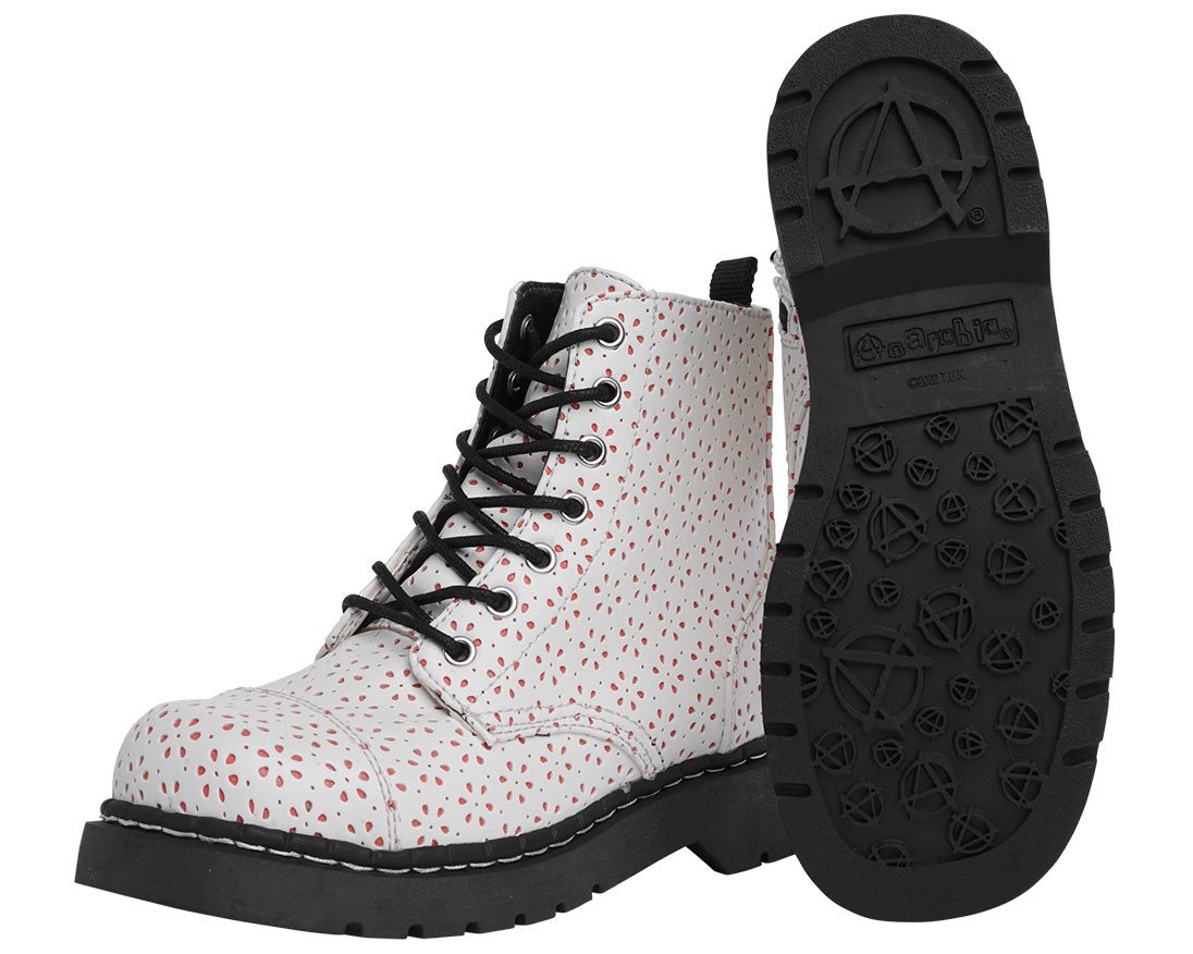White Flower Perforated Boots – T.U.K. Footwear Outlet