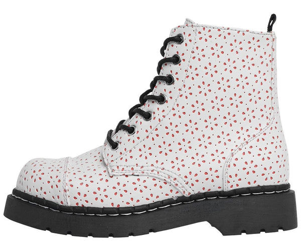 White Flower Perforated Boots - T.U.K.