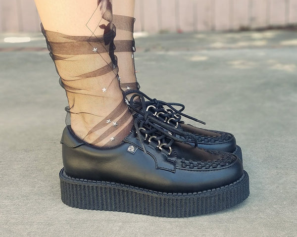 Black Faux Leather Anarchic Creeper