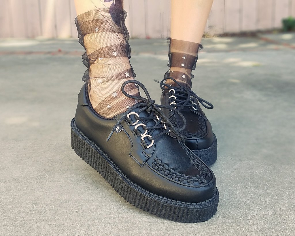 Black Faux Leather Anarchic Creeper