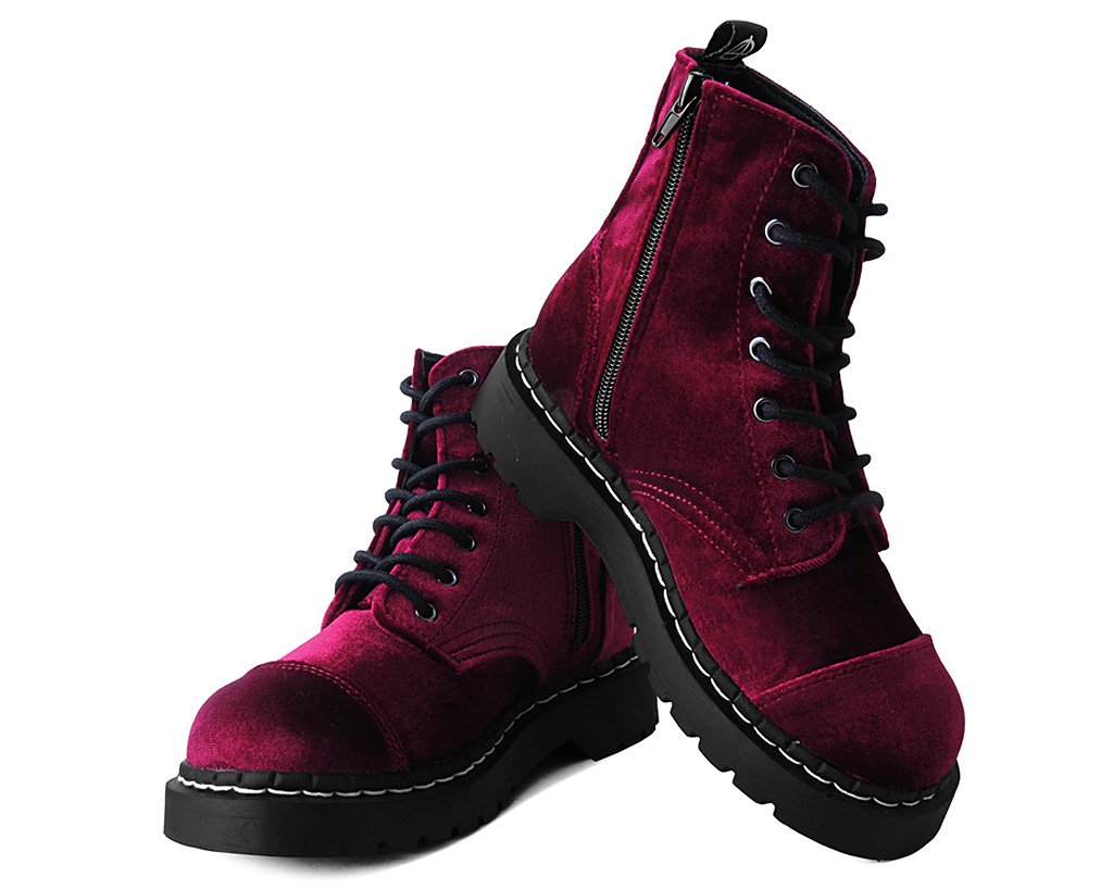 Burgundy Velvet Anarchic Boot 