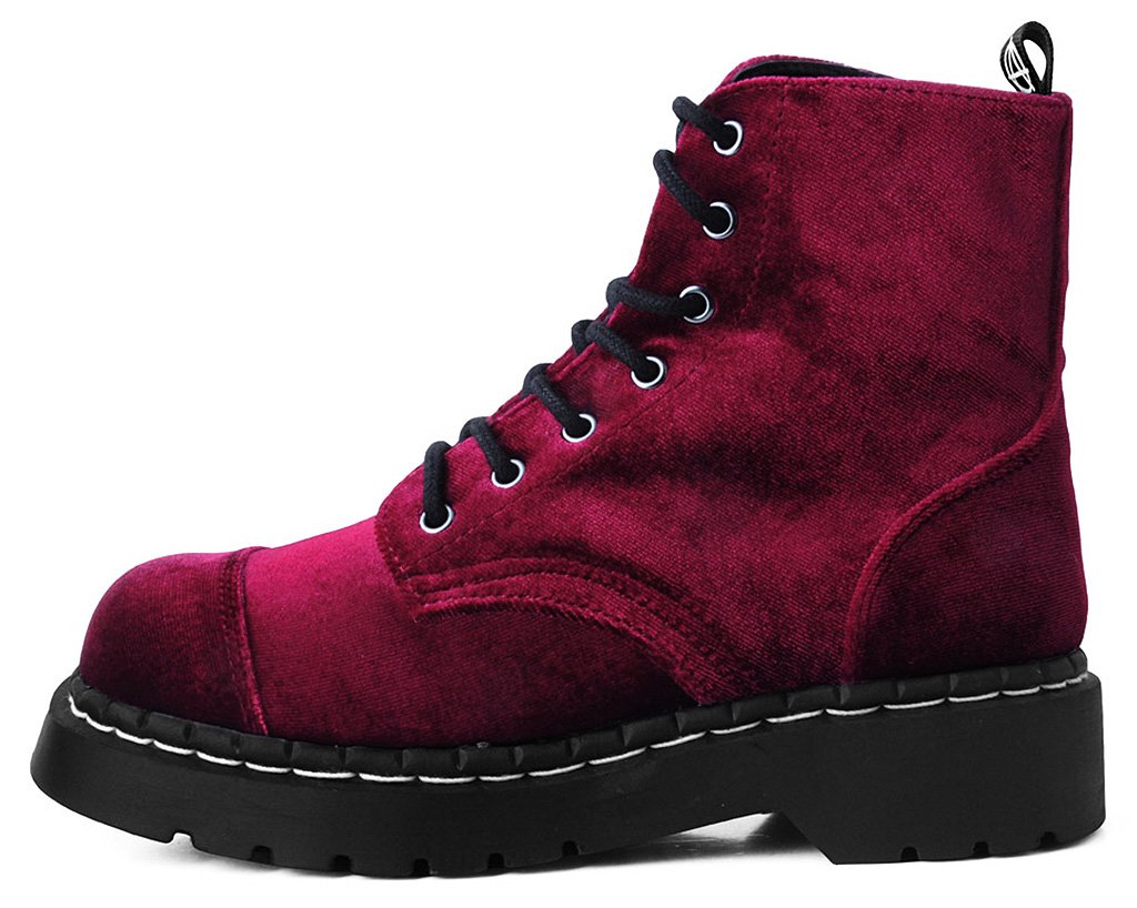 Burgundy Velvet Anarchic Boot 