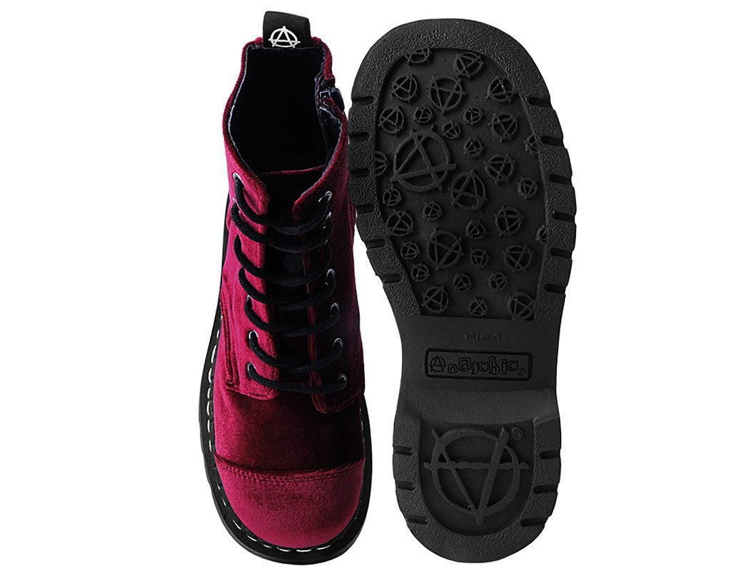 Burgundy Velvet Anarchic Boot 