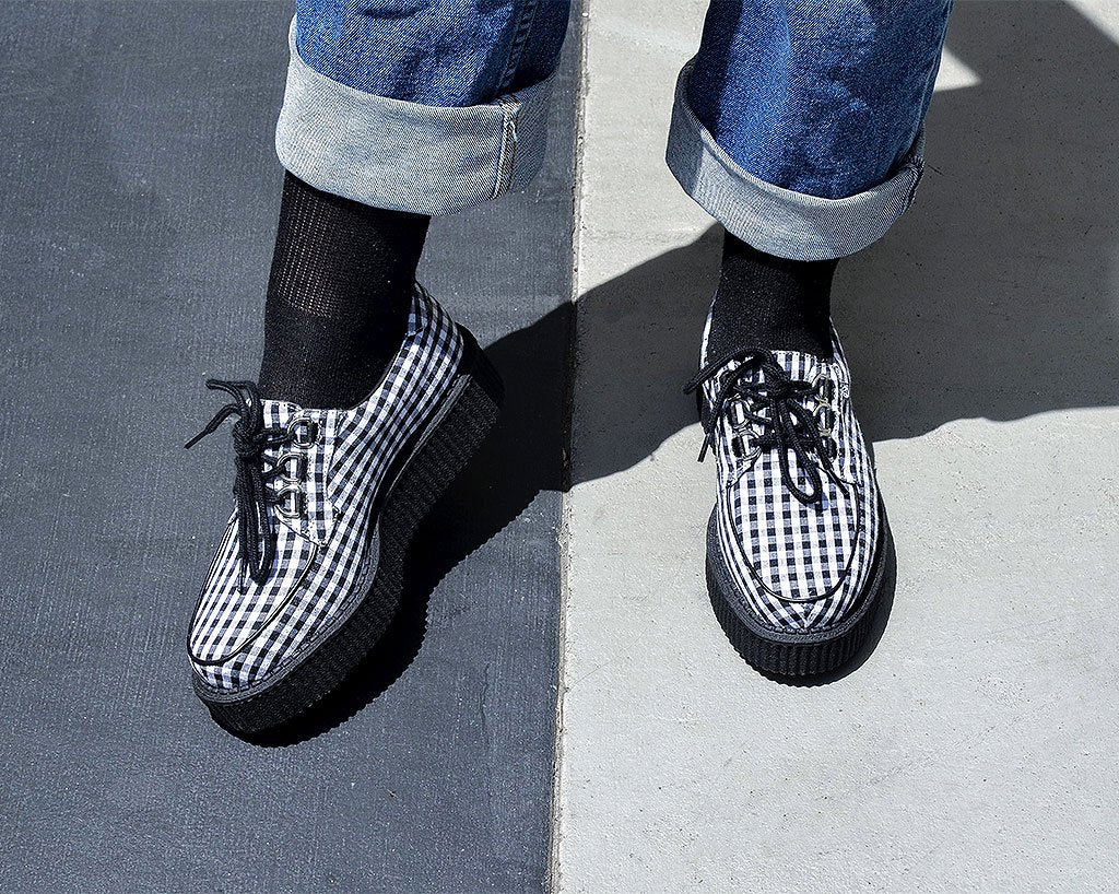 Black White Gingham Anarchic 3 Ring Vegan Friendly Creeper T.U.K. Footwear Outlet