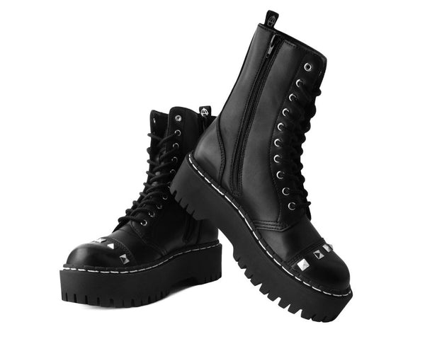 Black 10-Eye Spiked Anarchic Dino Boot