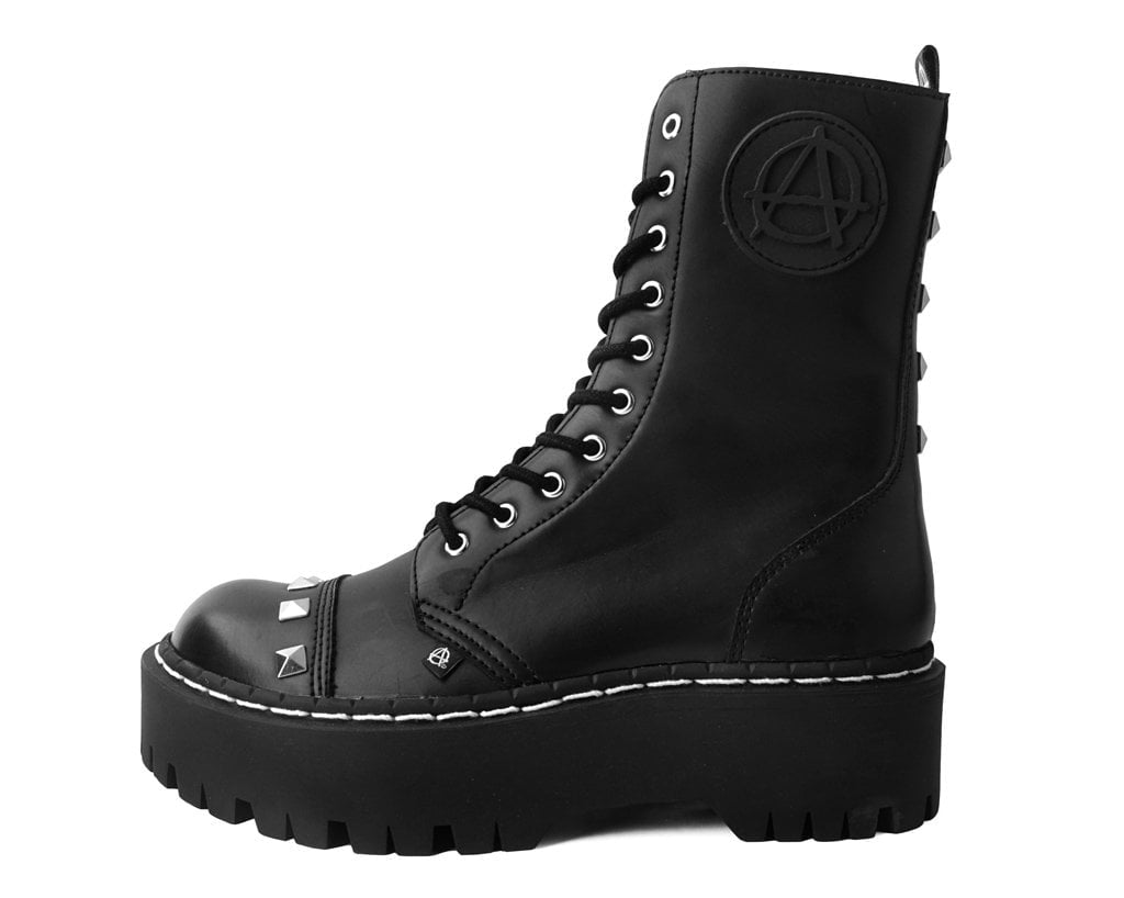 Black 10-Eye Spiked Anarchic Dino Boot