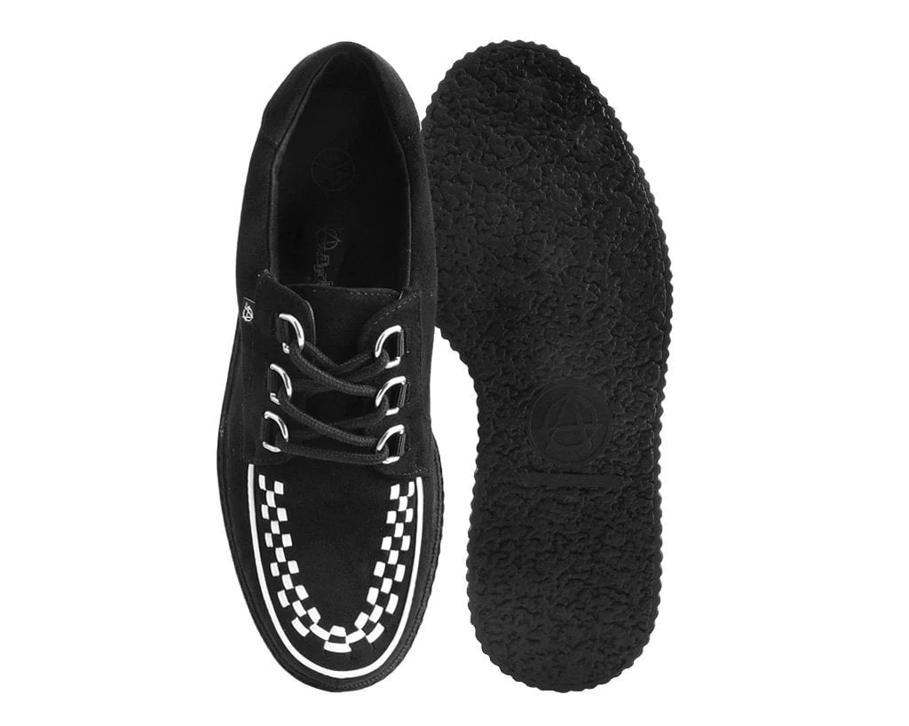 Black Faux Suede White Interlace Anarchic Creeper