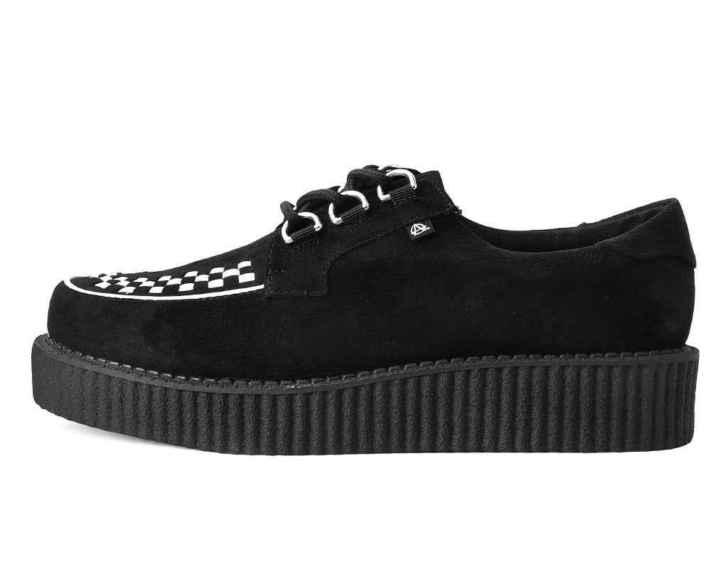 Black Faux Suede White Interlace Anarchic Creeper