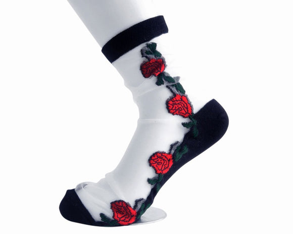 Red Rose Sheer Sock  