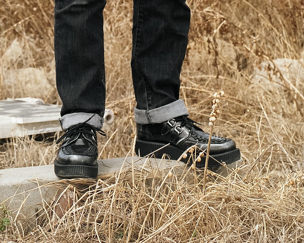 Grey Rub Off Leather Creeper