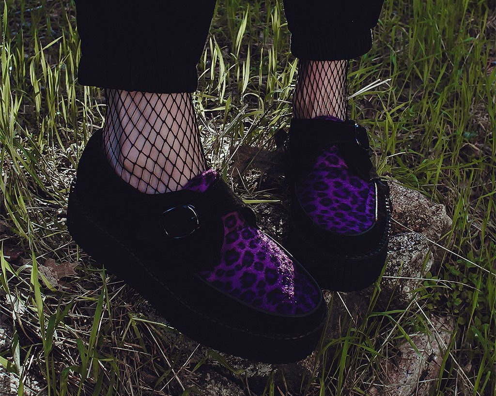 Black & Purple Leopard Monk Buckle Viva Mondo Creeper