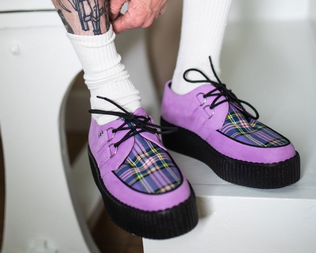 Lavendar Suede & Tartan Creeper