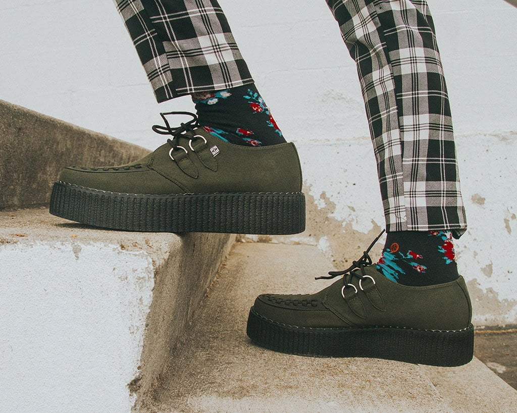 Olive Faux Suede Interlace Mondo Creeper